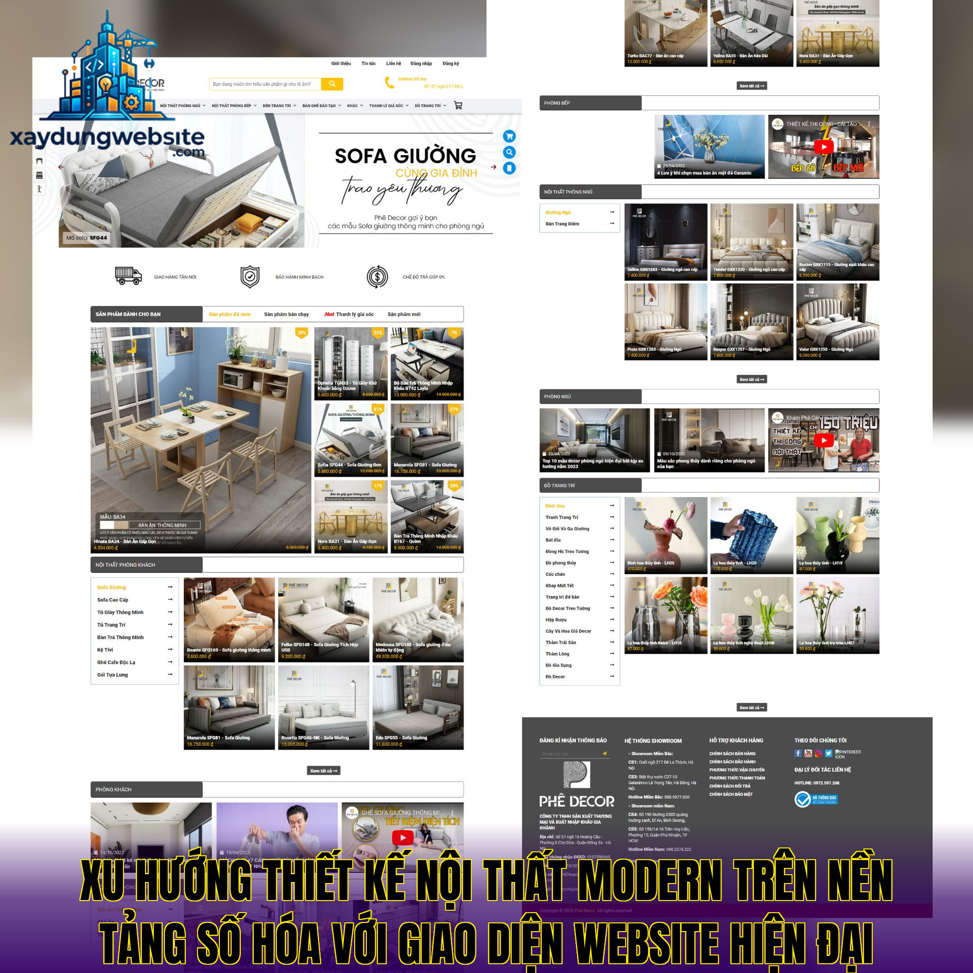 xu hướng thiết kế nội thất modern trên nền tảng số hóa với giao diện website hiện đại