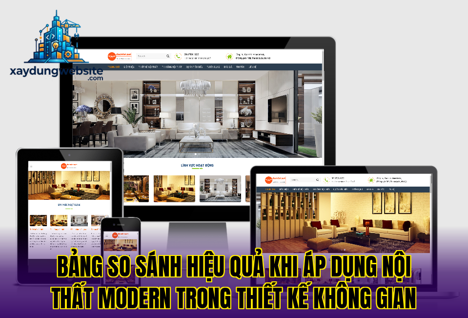 bảng so sánh hiệu quả khi áp dụng nội thất modern trong thiết kế không gian