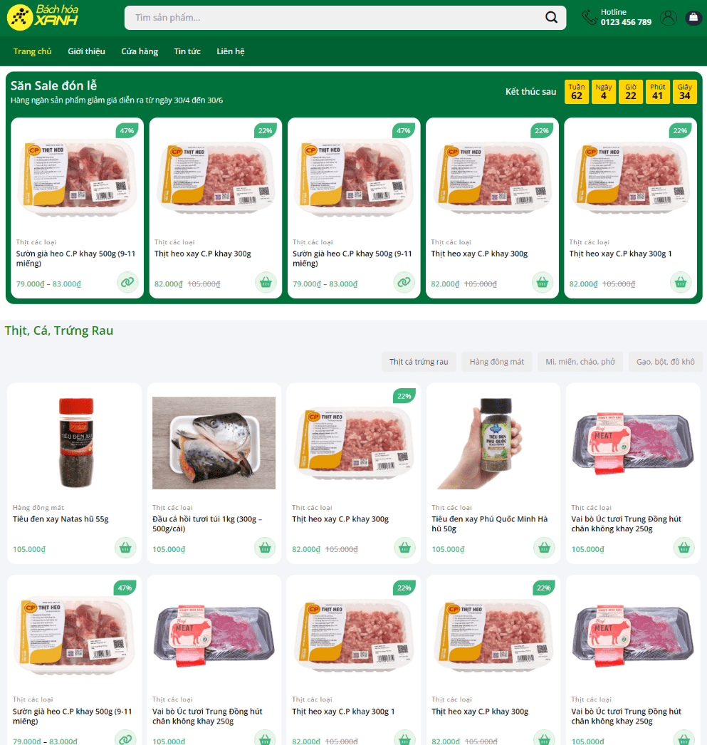 Bách Hóa Xanh Bán Rau Quả Thịt Cá