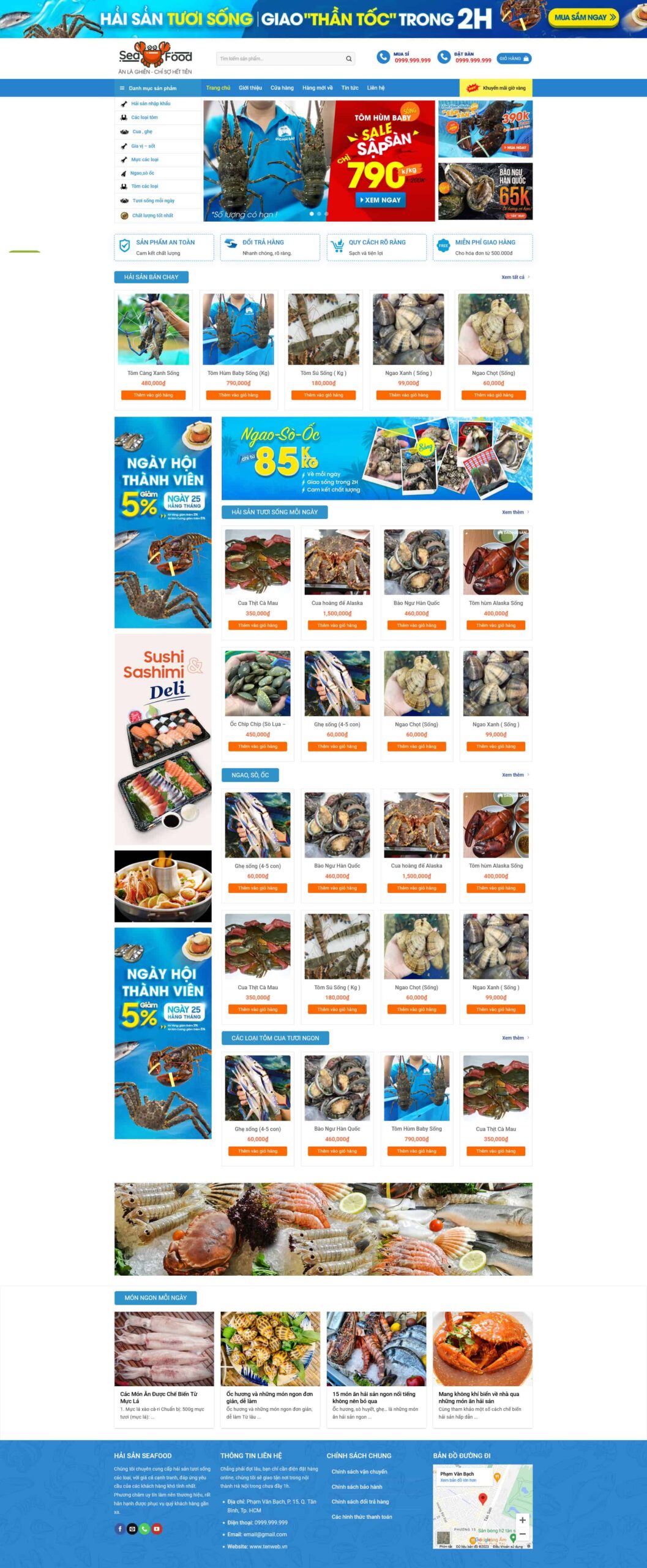 Bán Hải Sản Seamart 1 Giá Rẻ Dễ Tùy Chỉnh Chuẩn SEO
