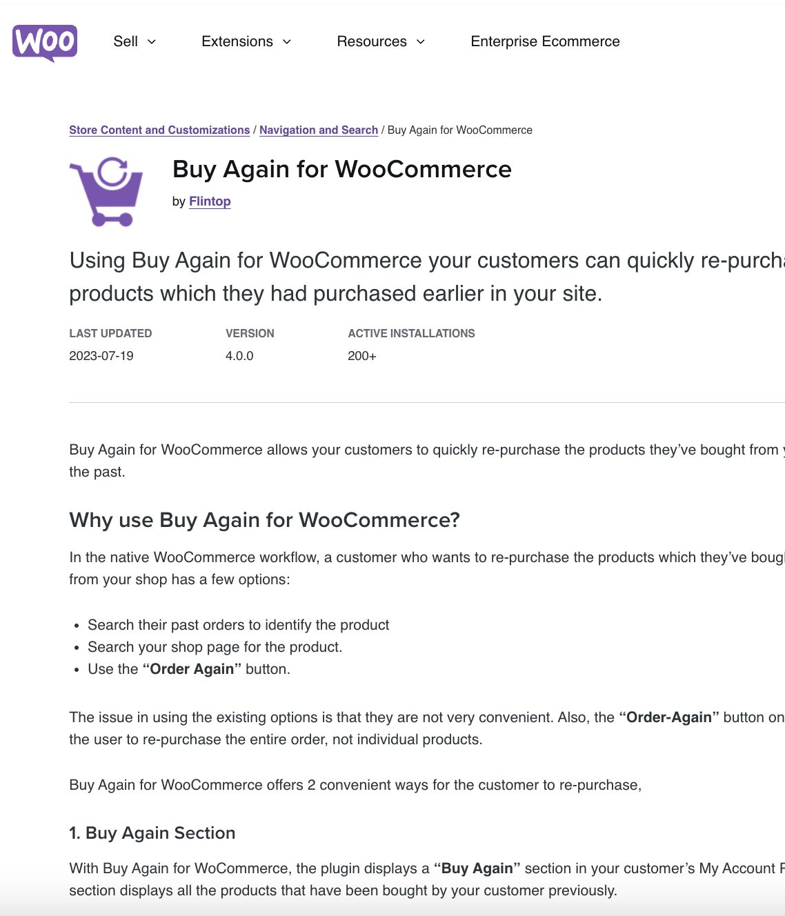 Buy Again For Woocommerce