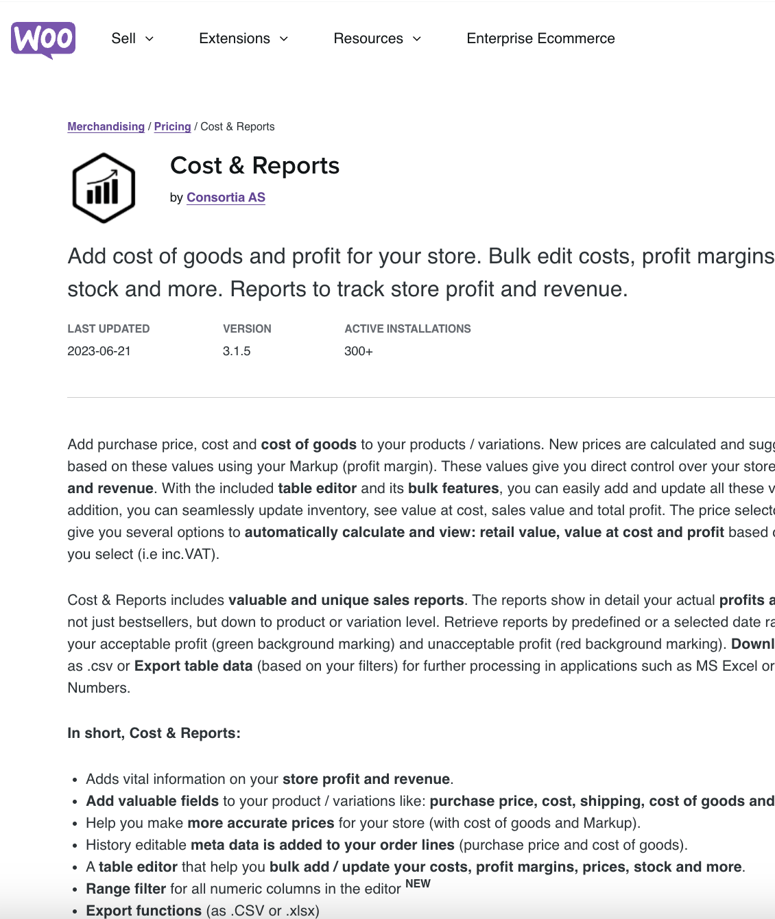 Cost Reports For Woocommerce