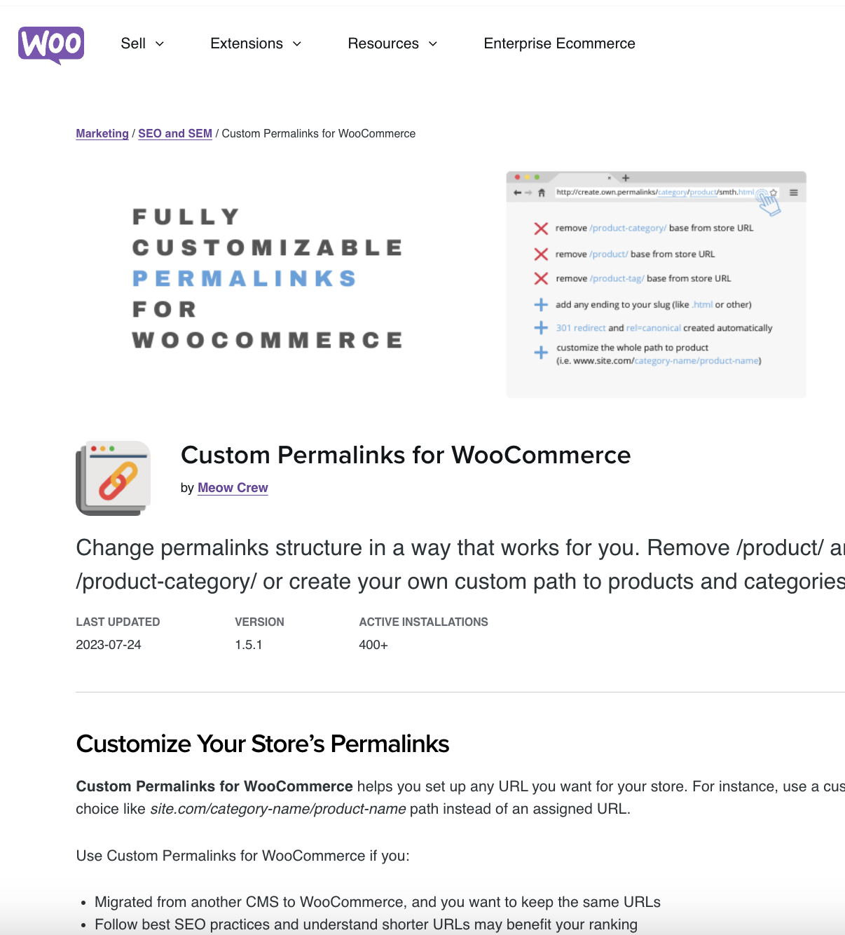 Custom Permalinks For Woocommerce