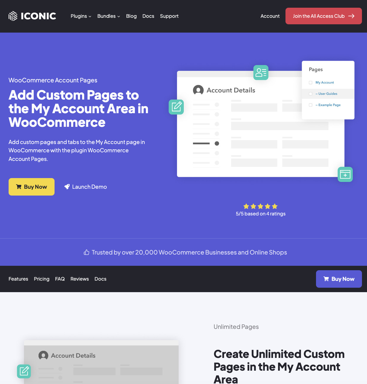 Iconic Woocommerce Account Pages