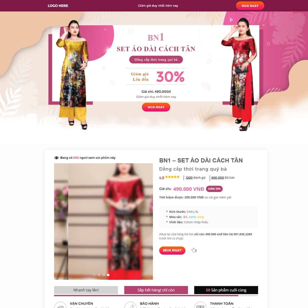 Landing Page Áo Dài