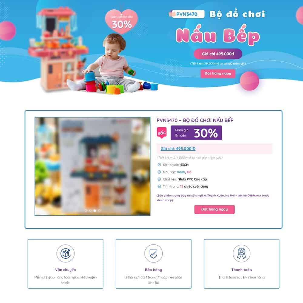 Landing Page Bán Đồ Chơi Trẻ Em