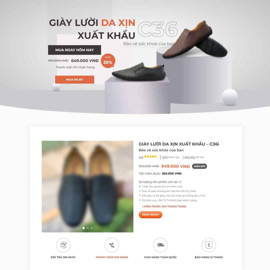Landing Page Bán Giày Da