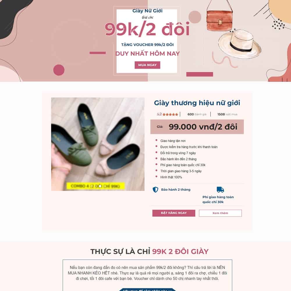 Landing Page Bán Giày Dép Nữ