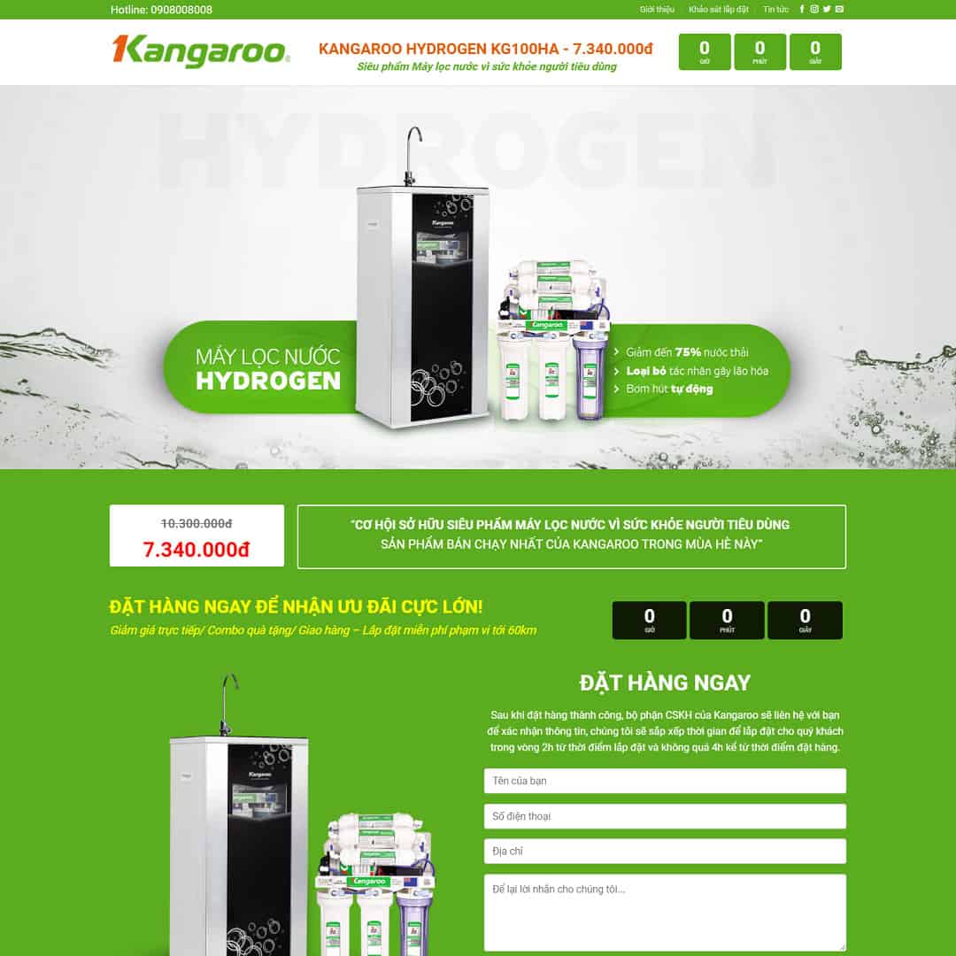 Landing Page Bán Giới Thiệu Máy Lọc Nước
