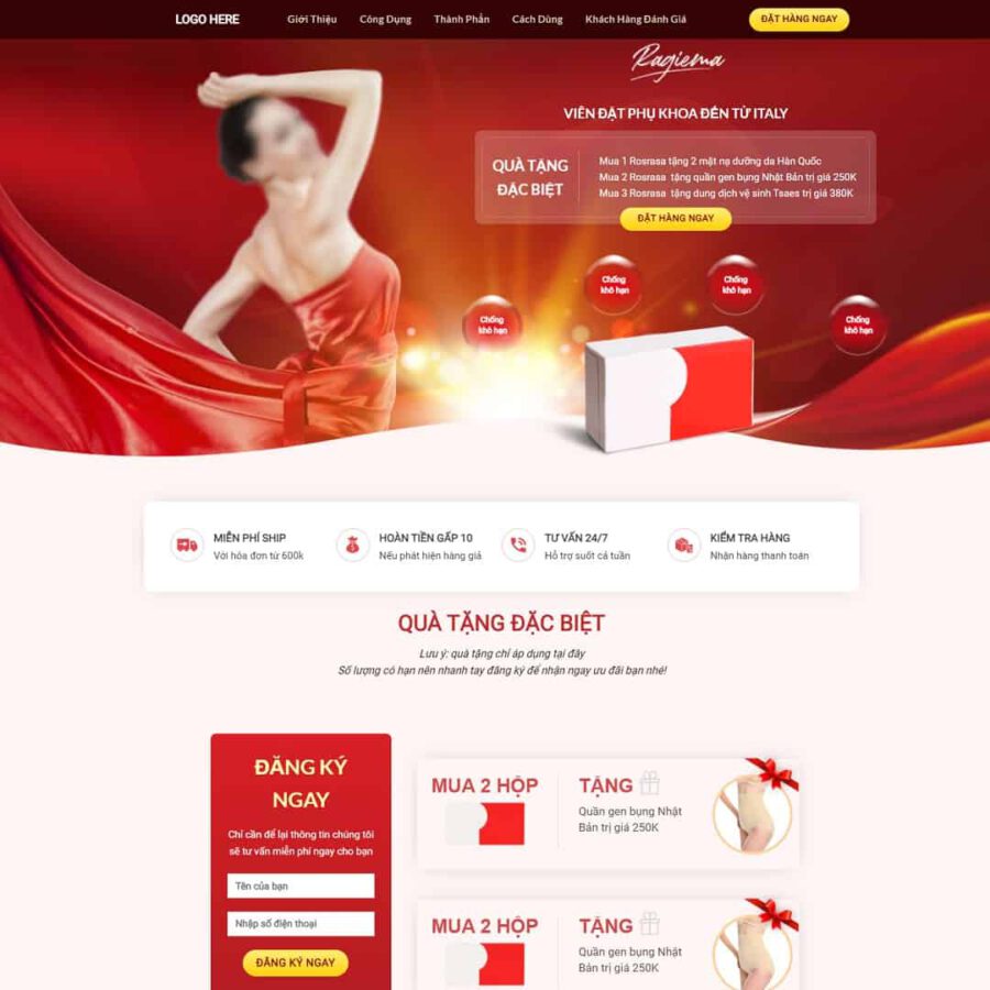 Landing Page Bán Viên Đặt Phụ Khoa