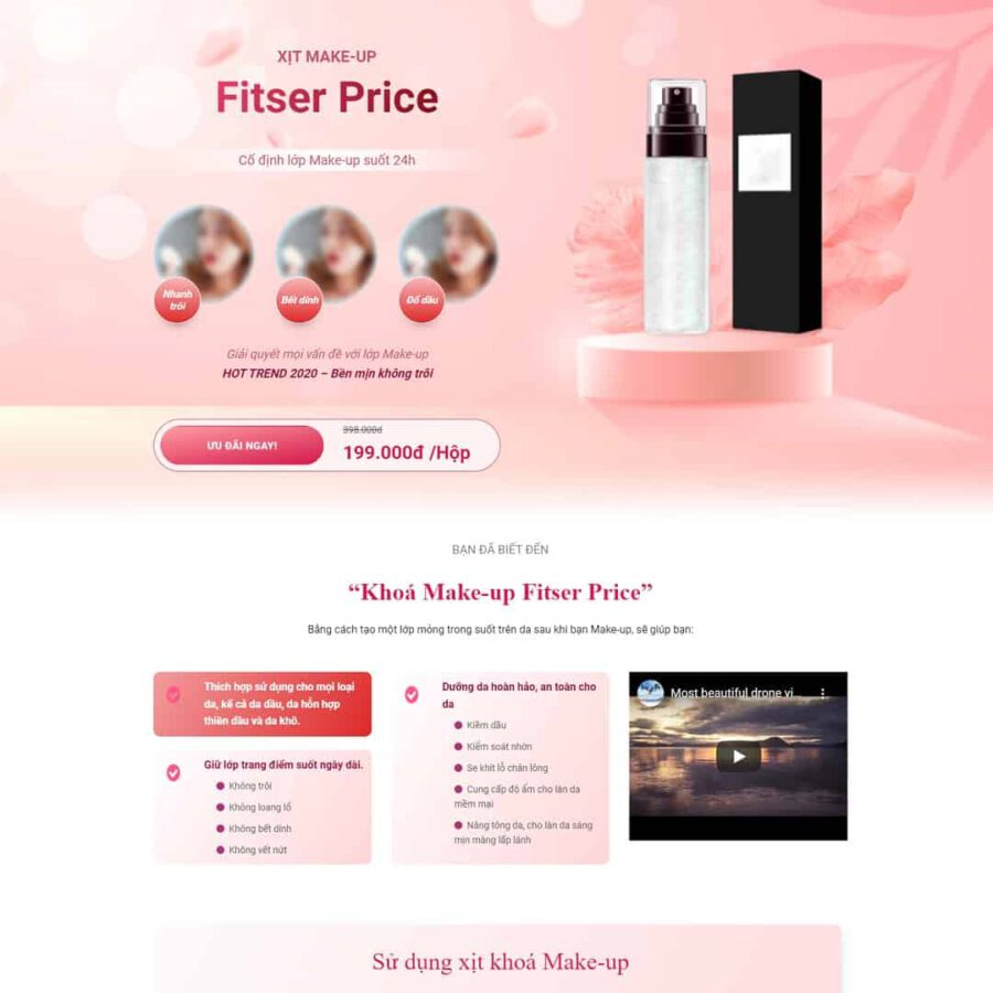 Landing Page Bán Xịt Makeup