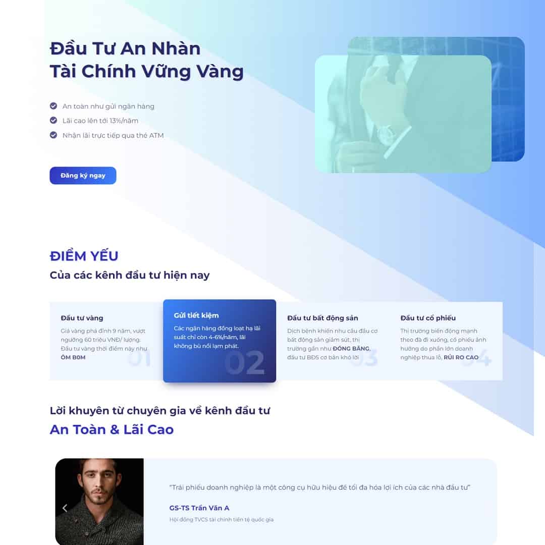 Landing Page Đầu Tư Trái Phiếu Tài Chính
