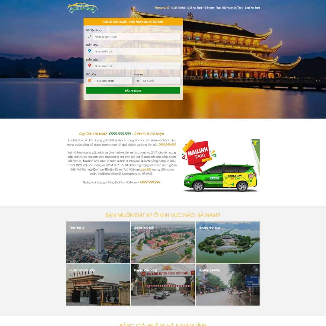 Landing Page Dịch Vụ Taxi