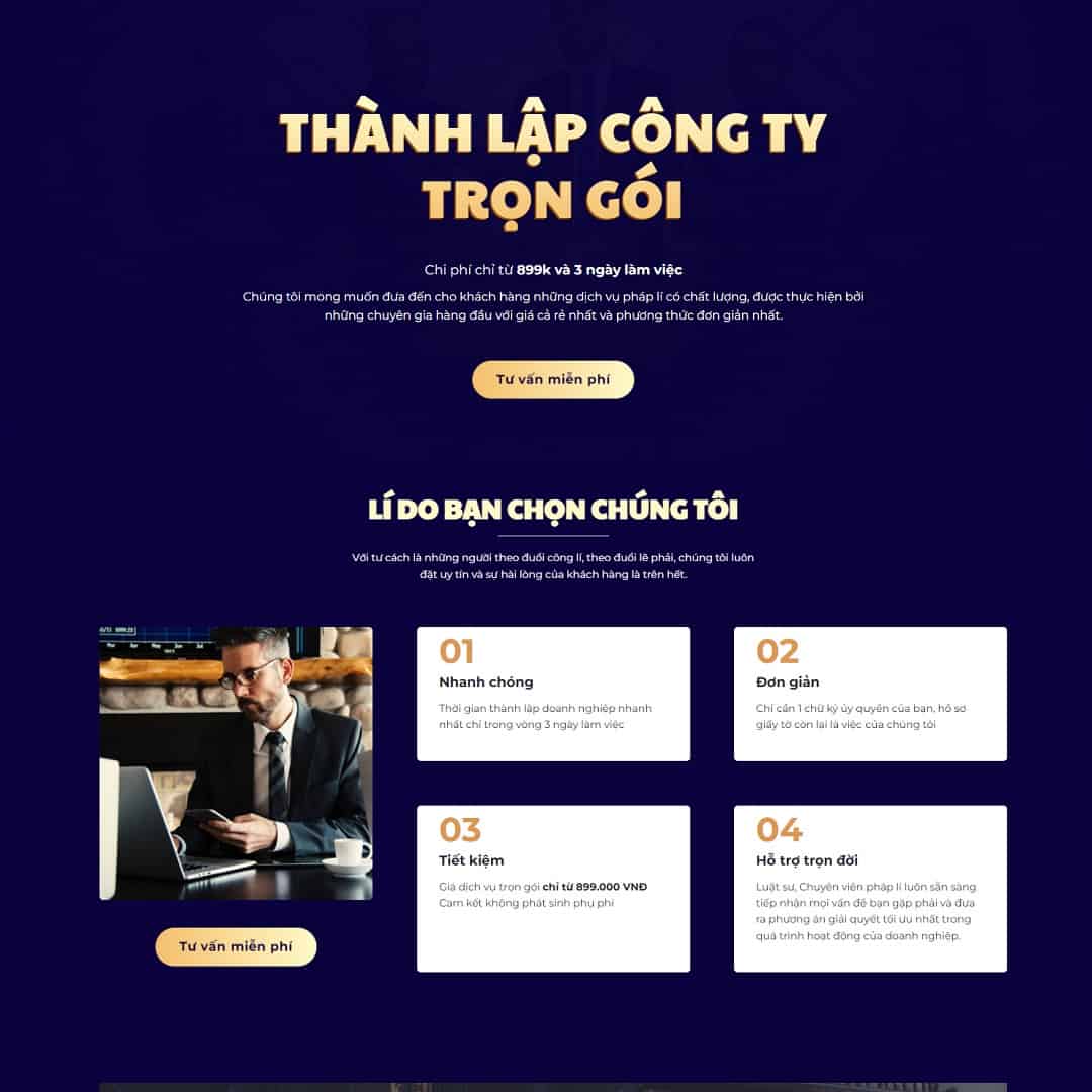 Landing Page Dịch Vụ Thành Lập Công Ty Doanh Nghiệp