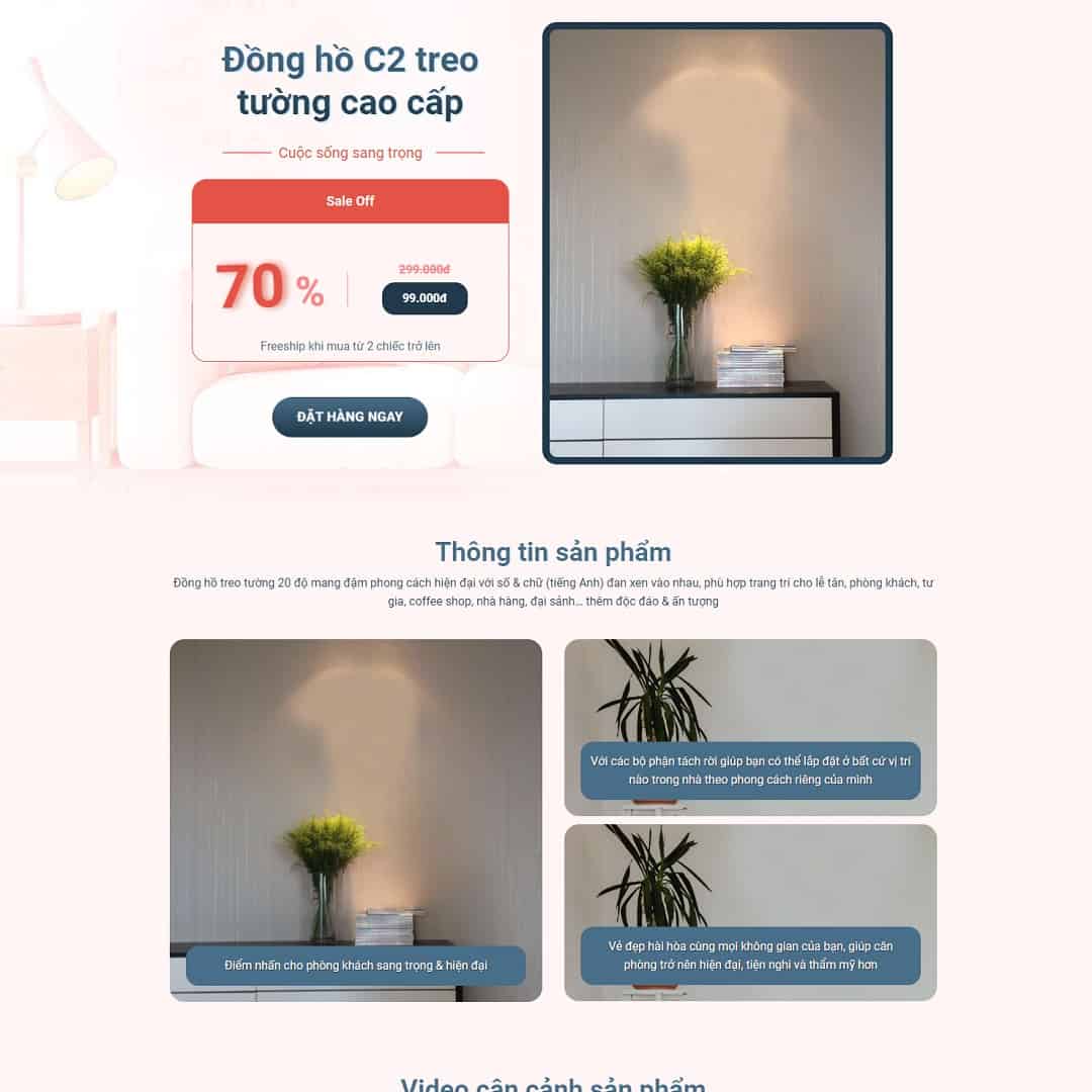 Landing Page Đồng Hồ Dán Tường 3d