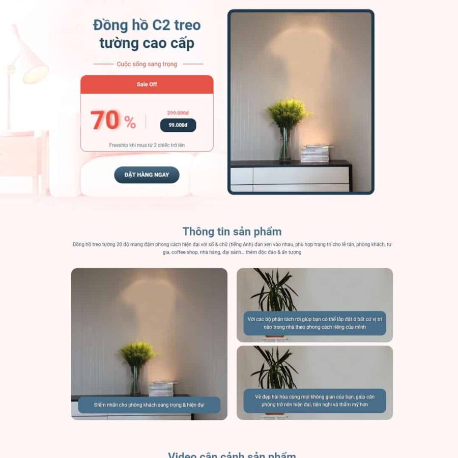 Landing Page Đồng Hồ Dán Tường 3d