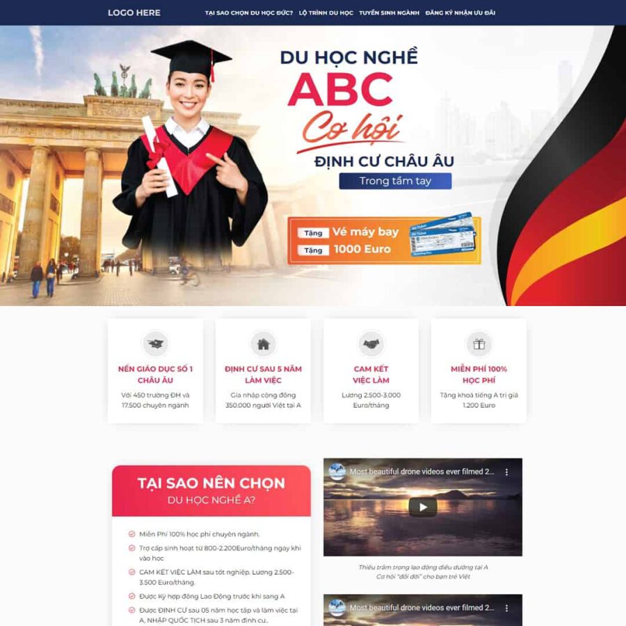 Landing Page Du Học Nghề