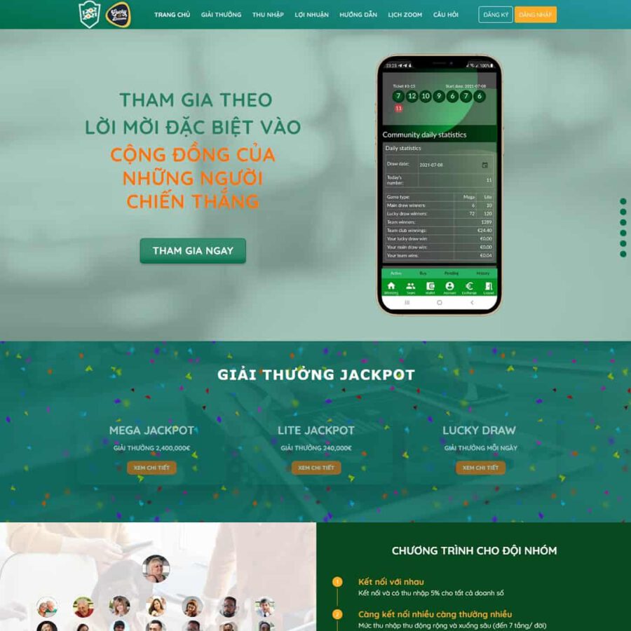 Landing Page Giới Thiệu Đầu Tư Xổ Số Luckydozens