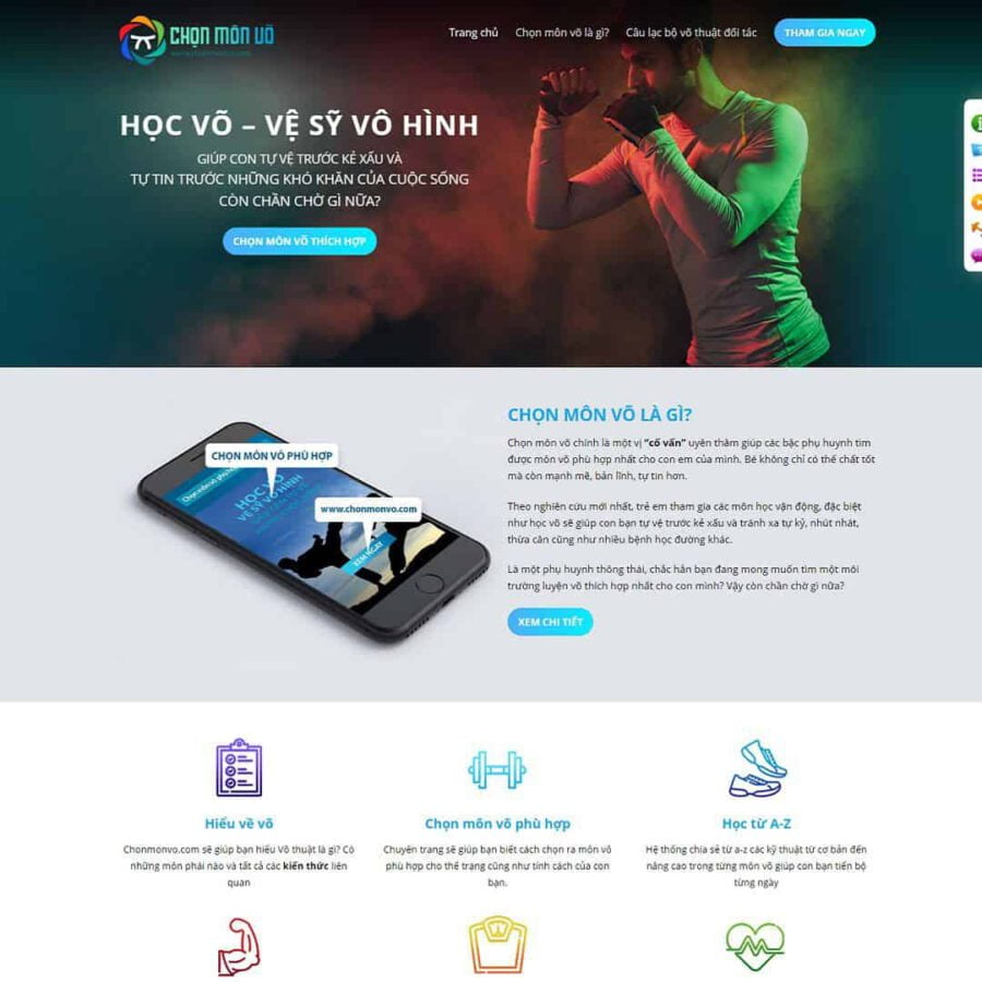 Landing Page Giới Thiệu Lớp Học Võ Thuật