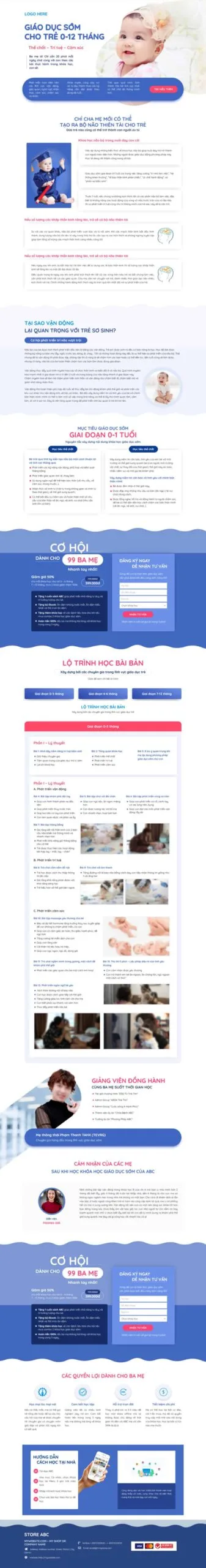 Landing Page Khóa Học Cho Bé