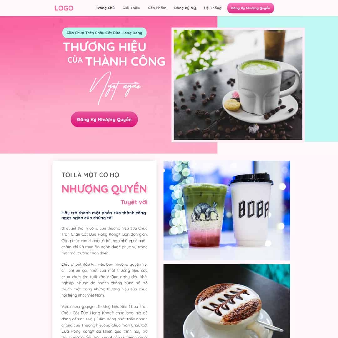 Landing Page Nhượng Quyền Trà Sữa
