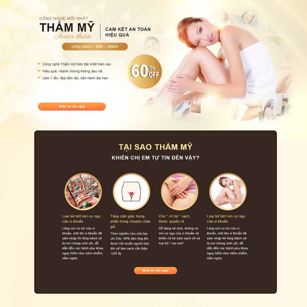 Landing Page Triệt Lông Thẩm Mỹ Viện