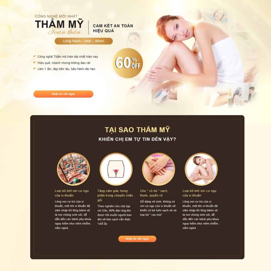 Landing Page Triệt Lông Thẩm Mỹ Viện