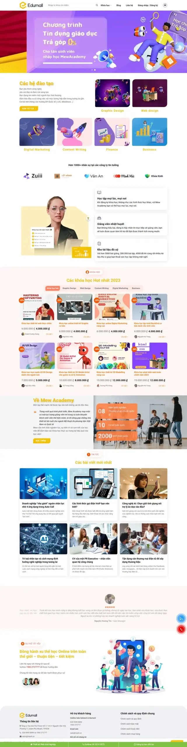 Mẫu Web Bán Khóa Học Có Tích Hợp Học Online Quản Lý Khóa Học Ngay Trên Web