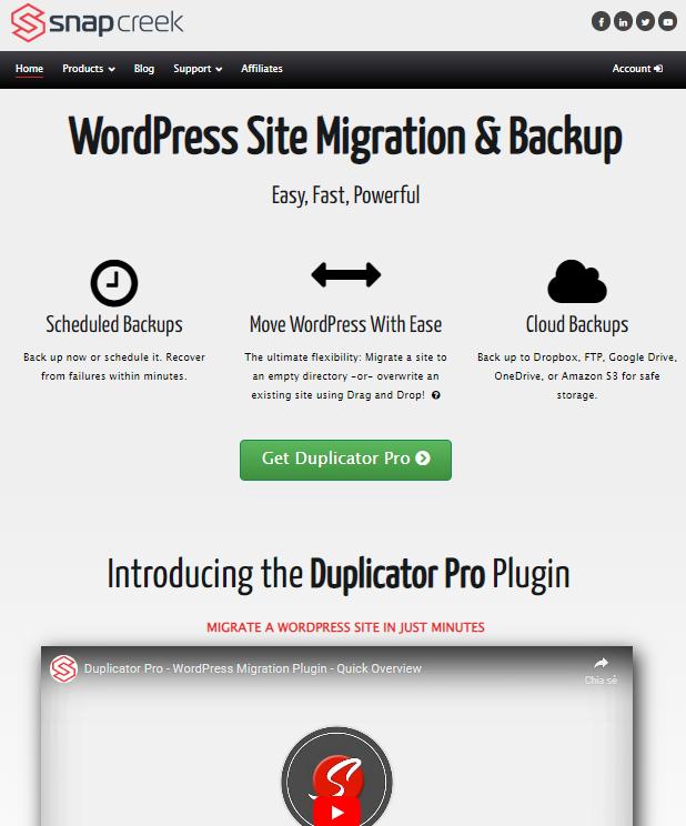 Mua Duplicator Pro Site Migration Backup