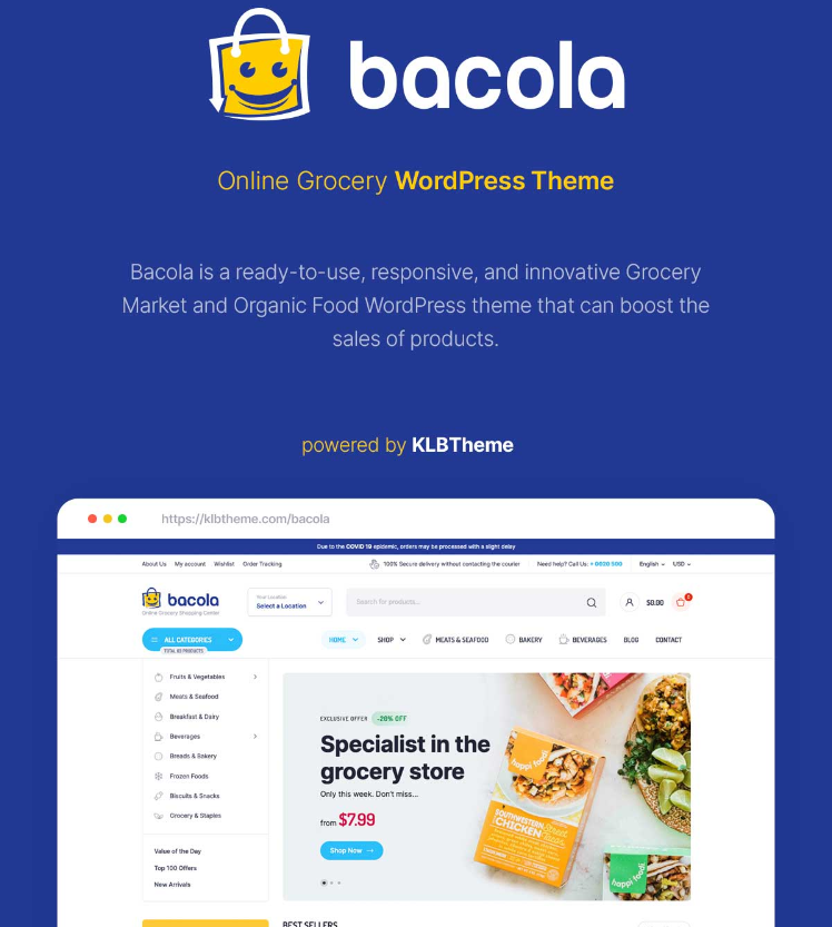 Mua Theme Bacola Grocery Store And Food Ecommerce Theme