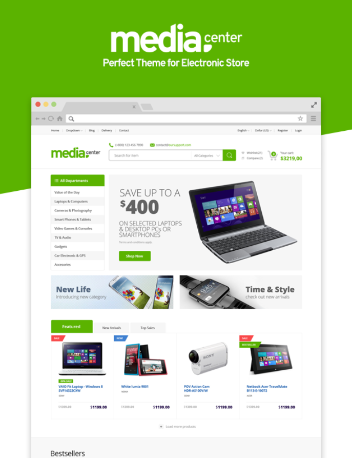 Mua Theme Mediacenter Electronics Store Woocommerce