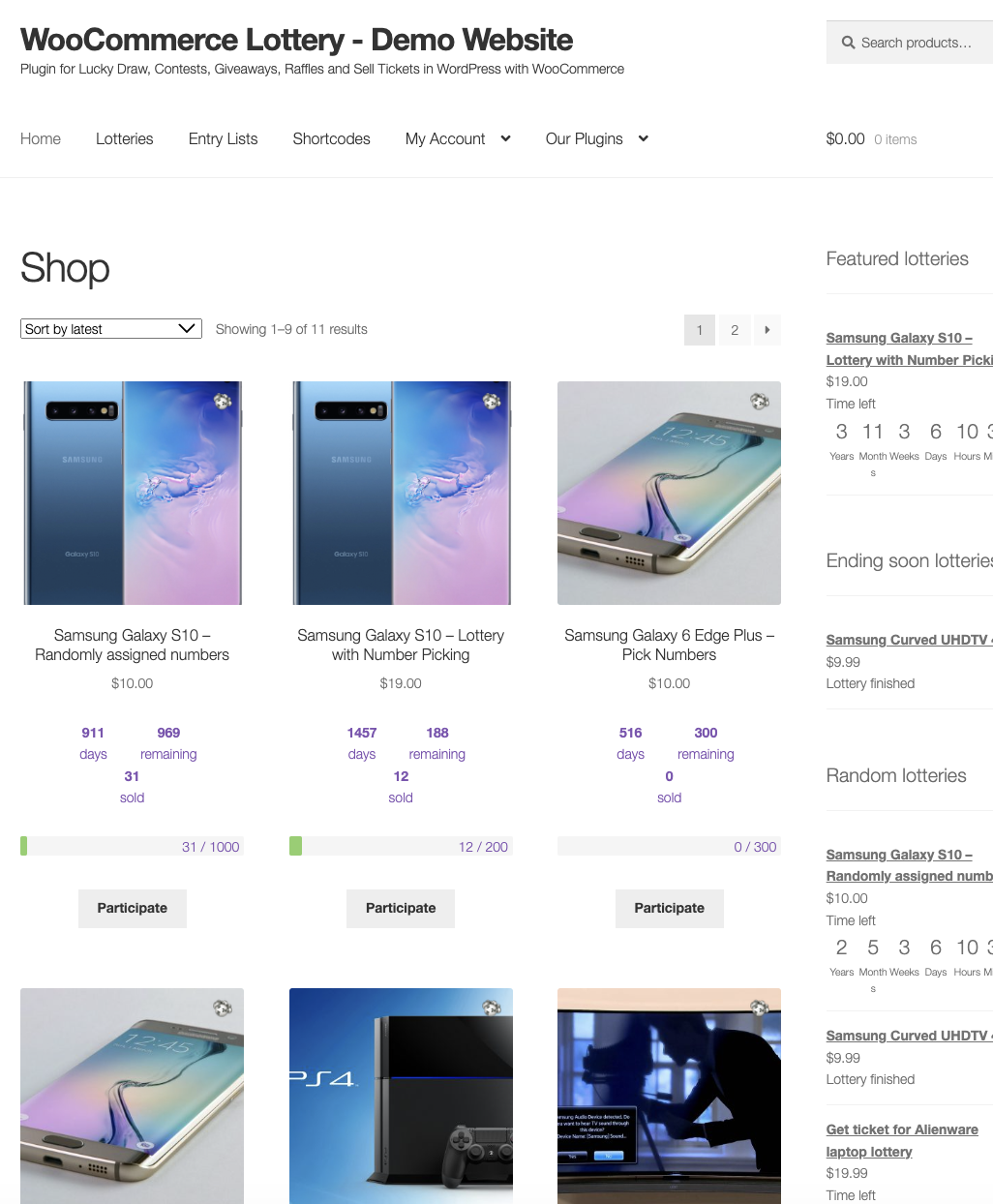 Mua Woocommerce Lottery