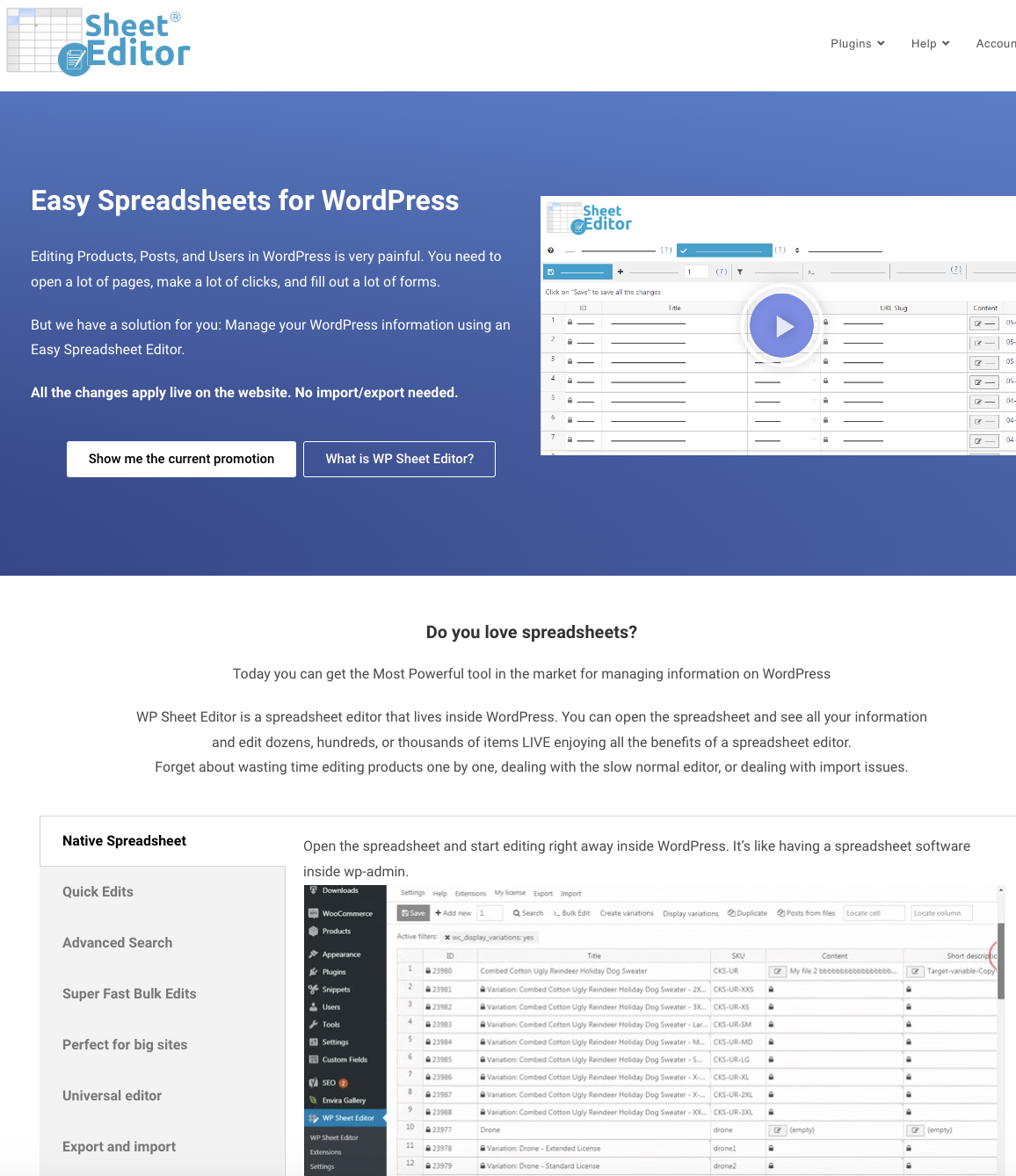 Mua WP Sheet Editor Pro