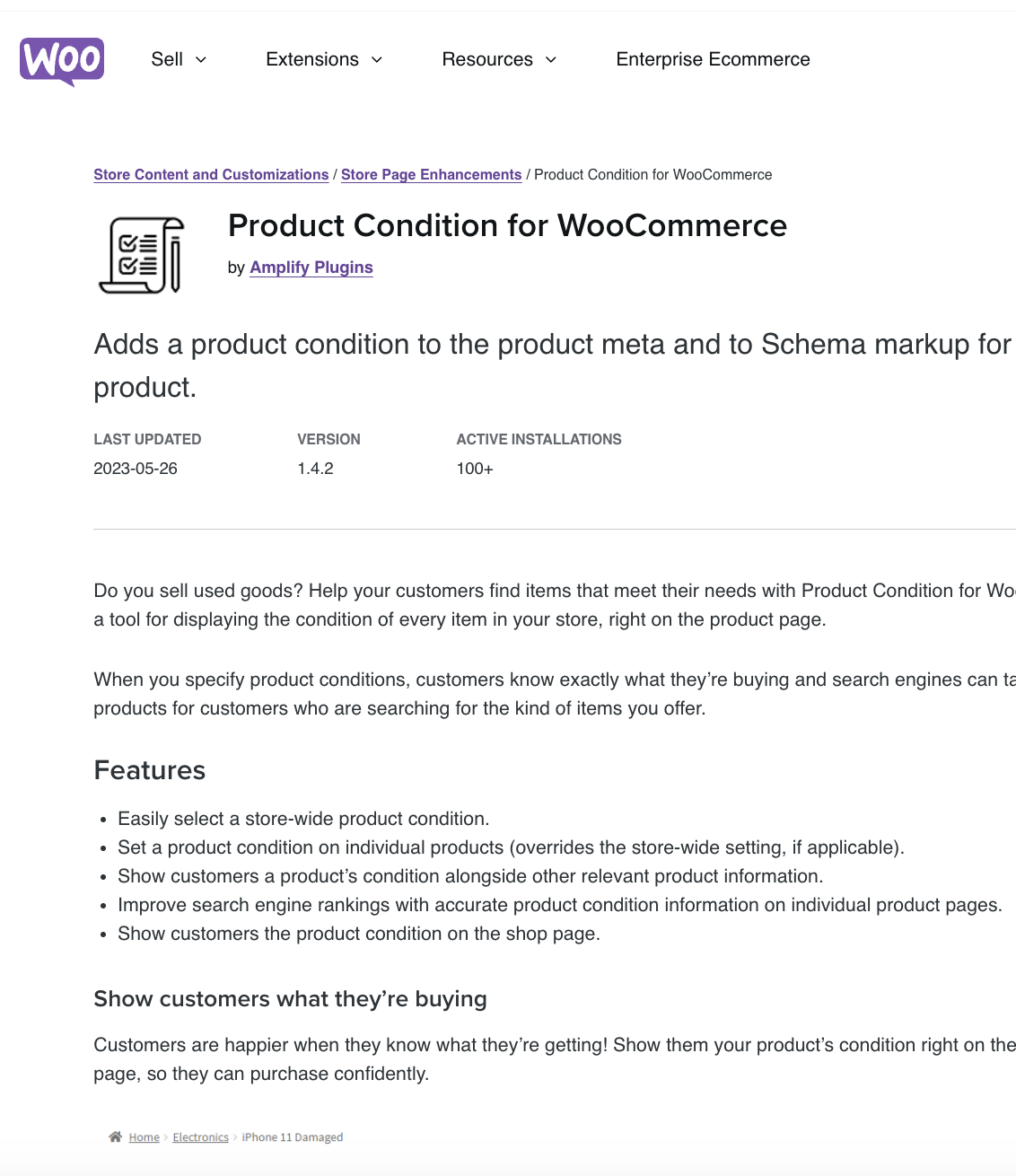 Product Condition For Woocommerce