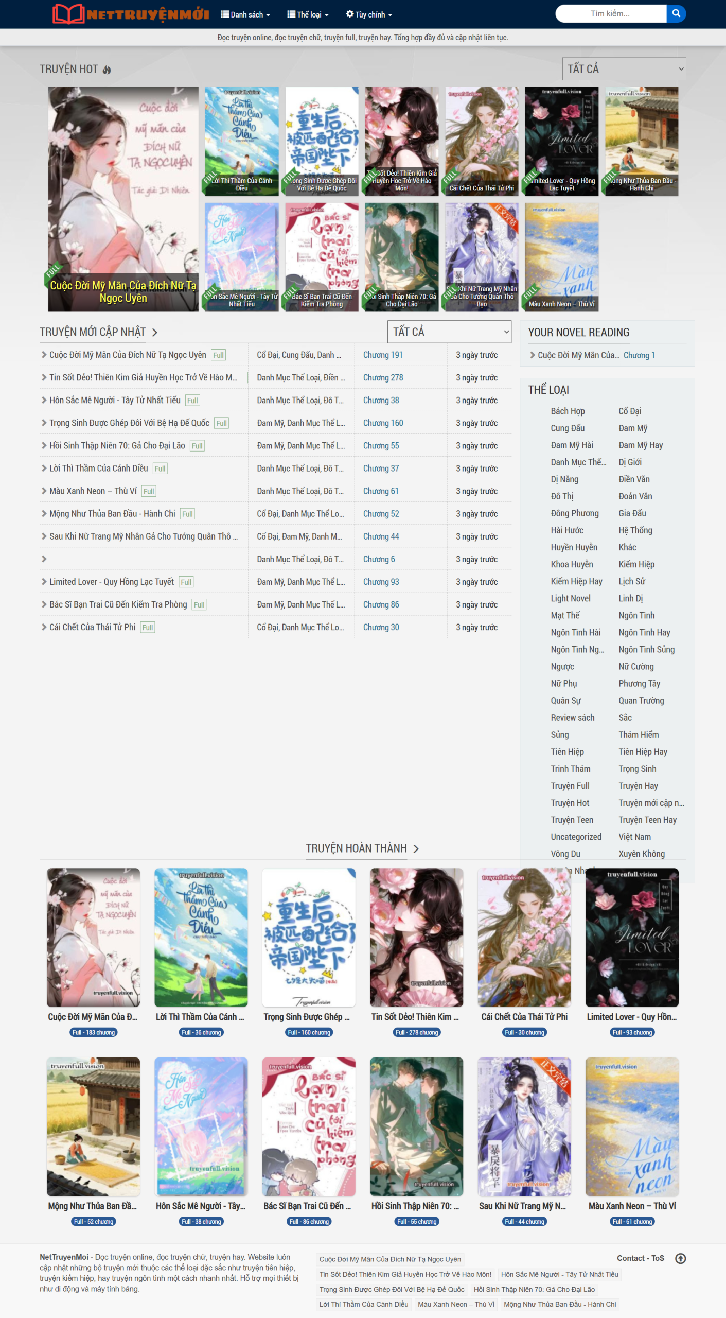 Theme Website Đọc Truyện Với Giao Diện Cực Đẹp