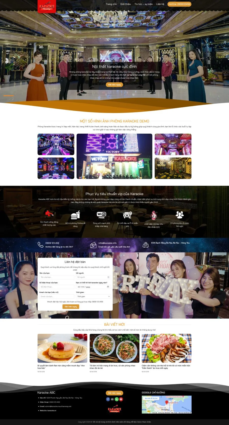 Theme WordPress Giới Thiệu Phòng Trà Karaoke