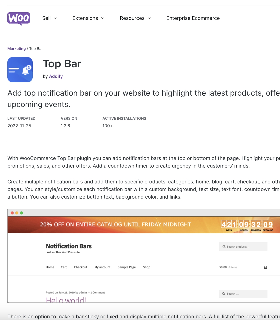 Top Bar For Woocommerce
