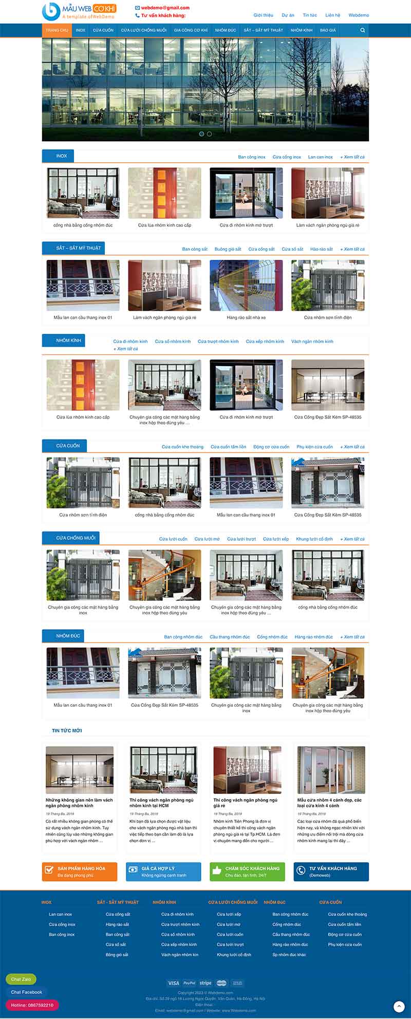 Website Bán Cửa Thi Công Cơ Khí