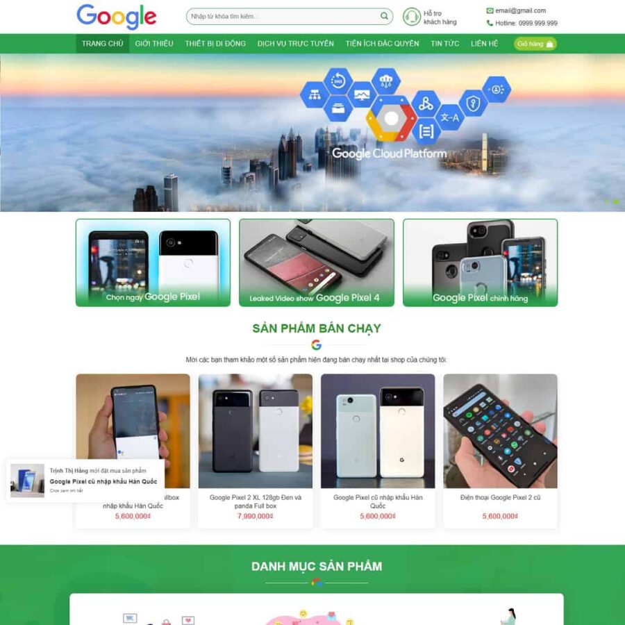 Website Bán Hàng Dịch Vụ Google Shop