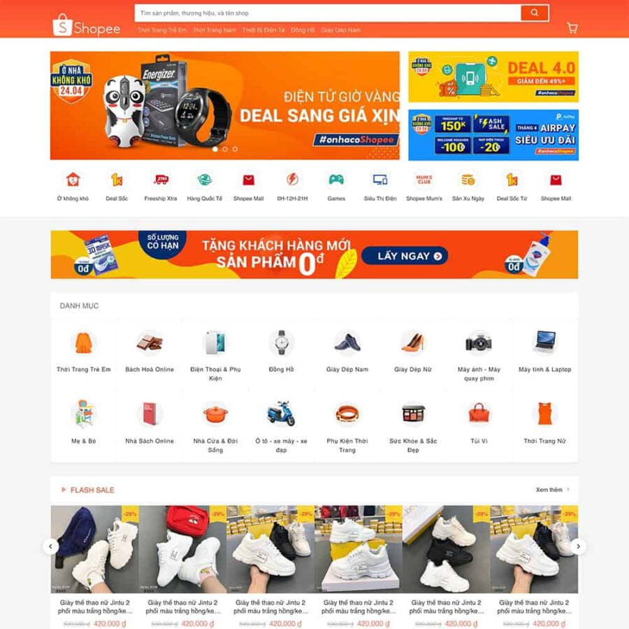 Website Bán Hàng Giống Shopee