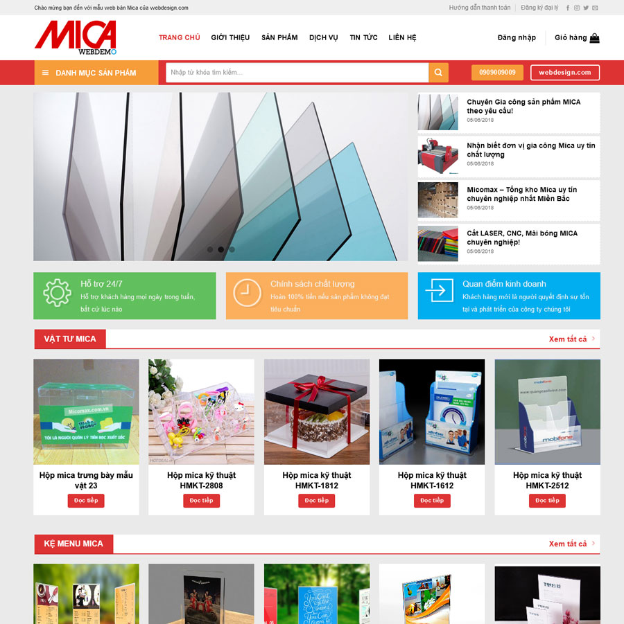 Website Bán Mica Văn Phòng Phẩm