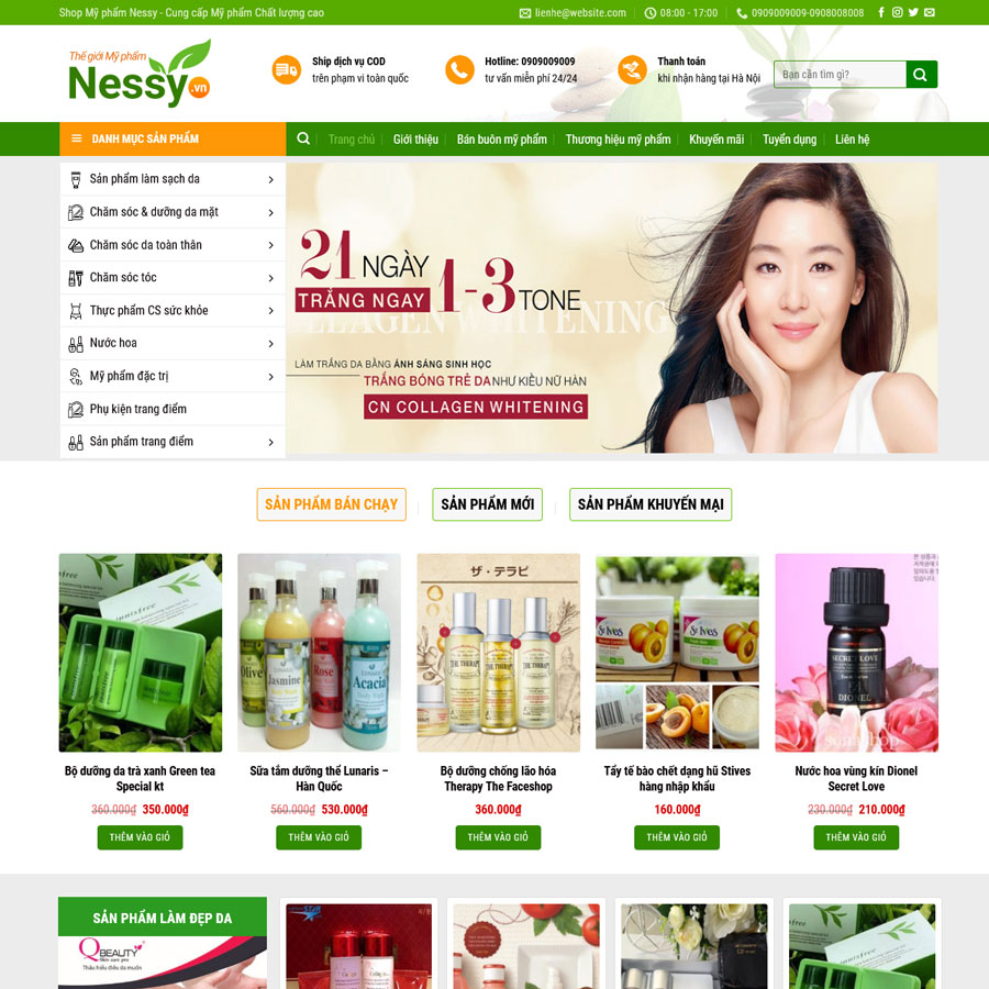 Website Bán Mỹ Phẩm Chăm Sóc Da