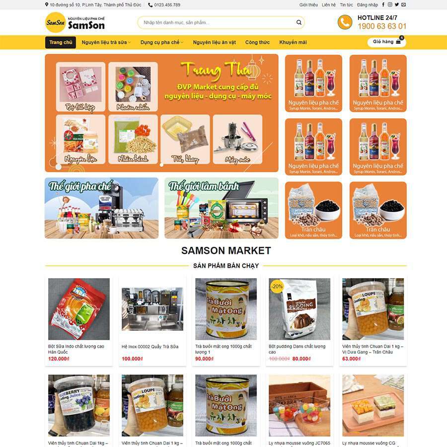 Website Bán Nguyên Liệu Trà Sữa