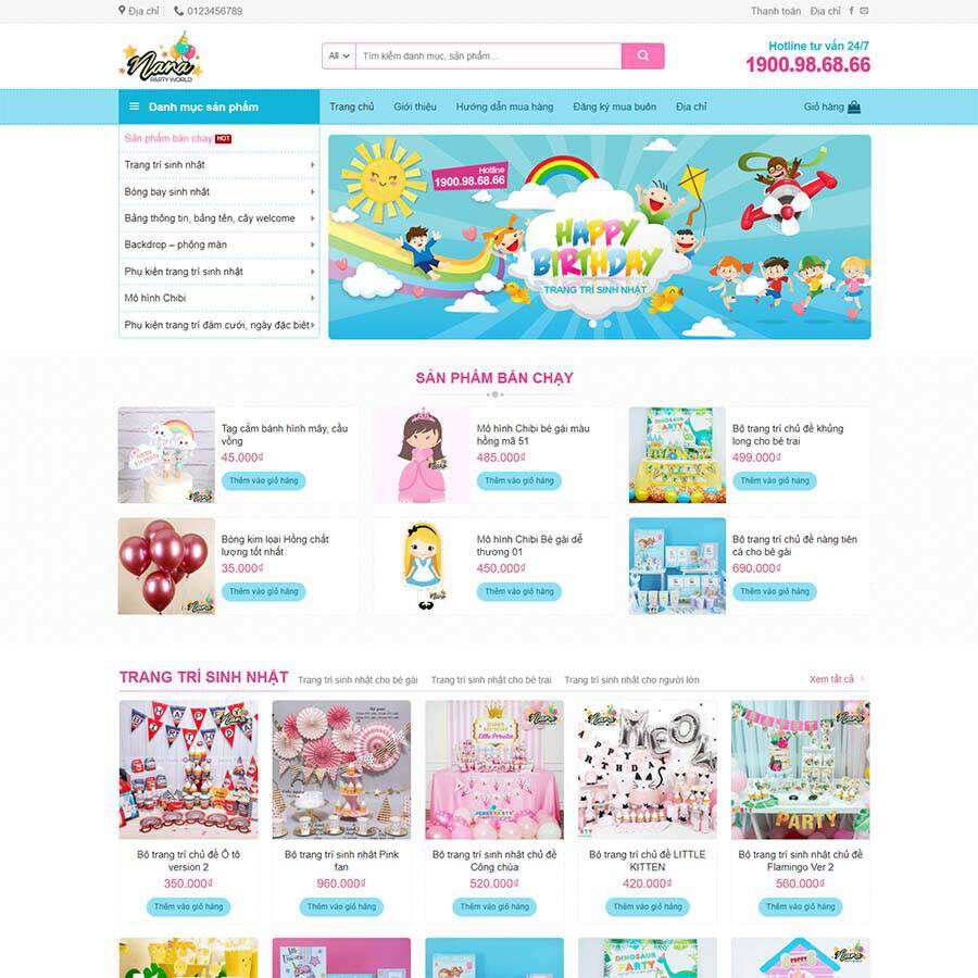 Website Bán Phụ Kiện Trang Trí Sinh Nhật