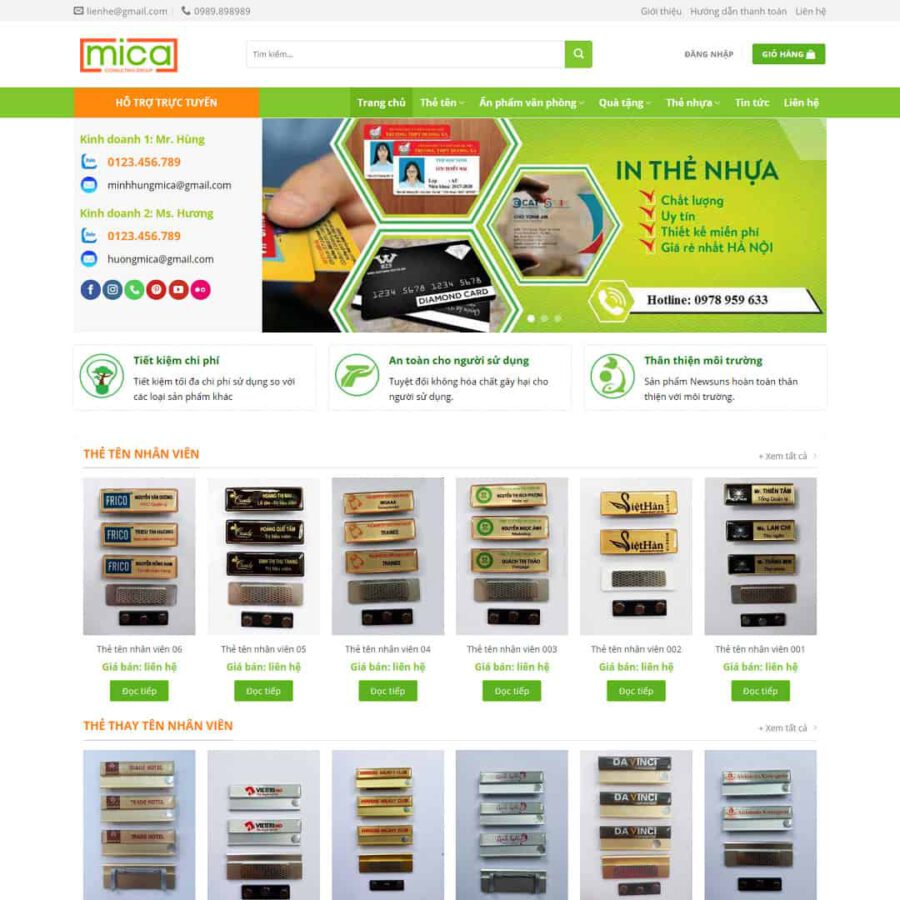 Website Bán Sản Phẩm In Nhựa Thẻ Văn Phòng