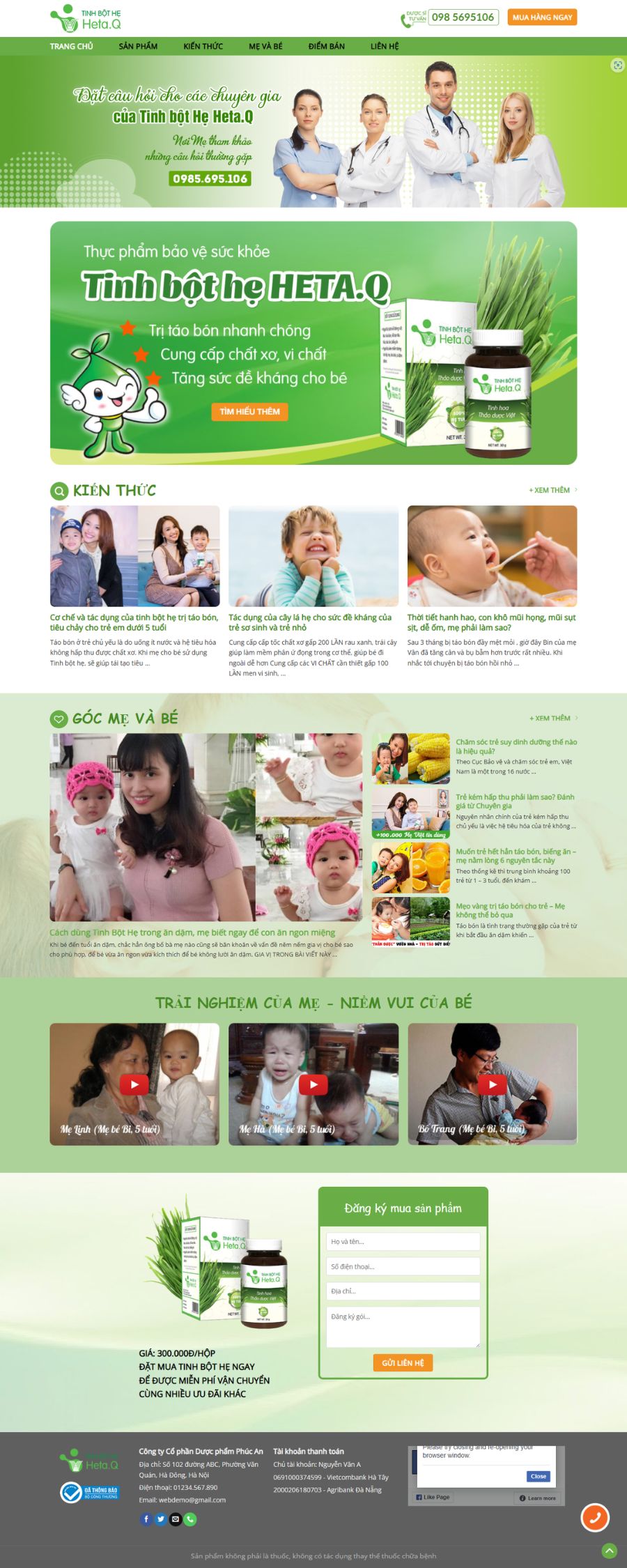 Website Bán Sản Phẩm Tinh Bột Hẹ