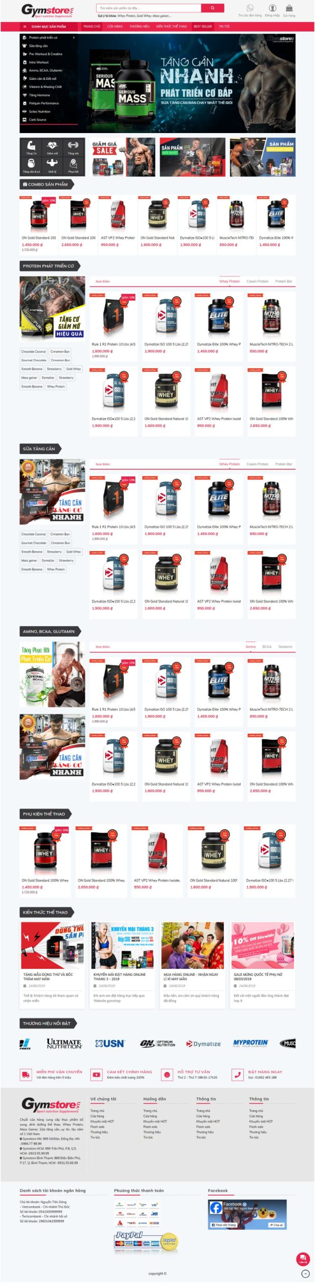 Website Bán Thực Phẩm Phòng Gym