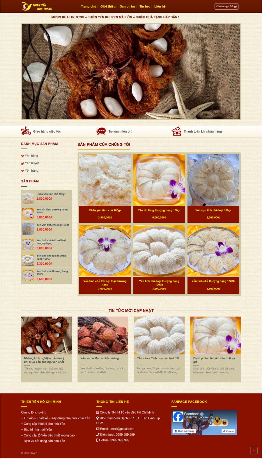 Website Bán Yến Sào