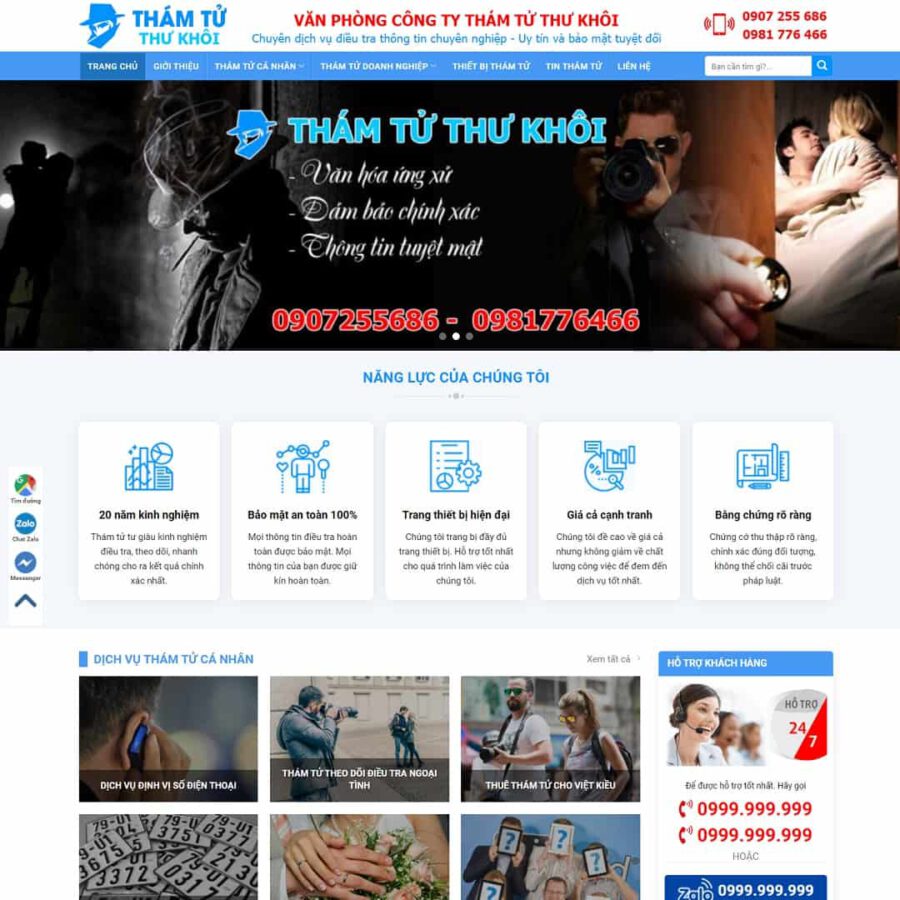 Website Công Ty Dịch Vụ Thám Tử