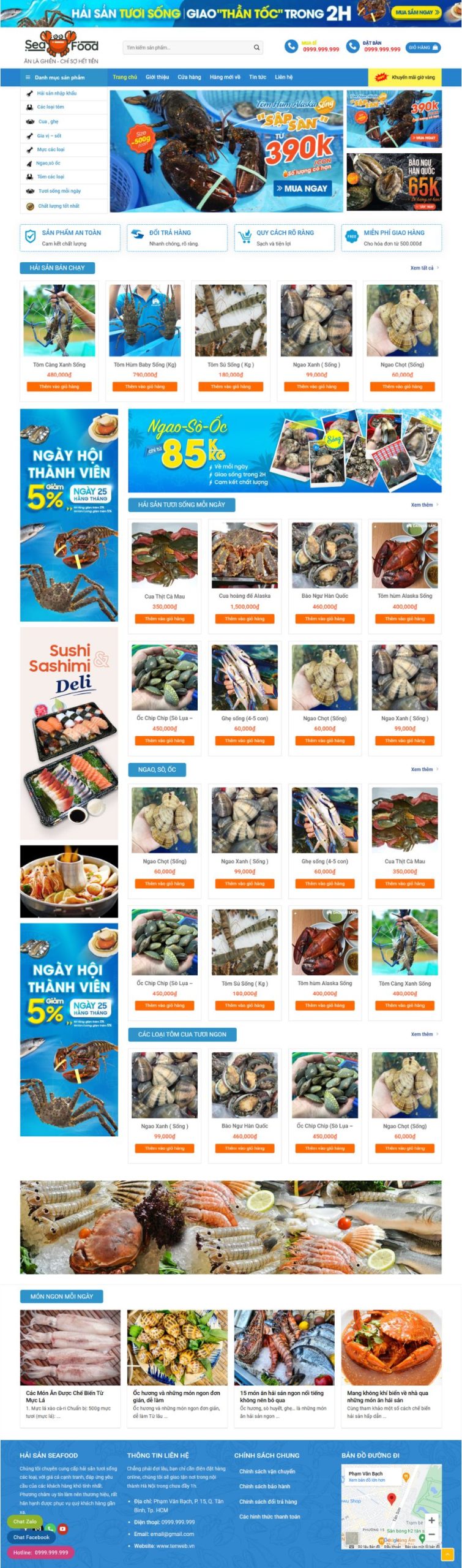 Website Cửa Hàng Bán Hải Sản